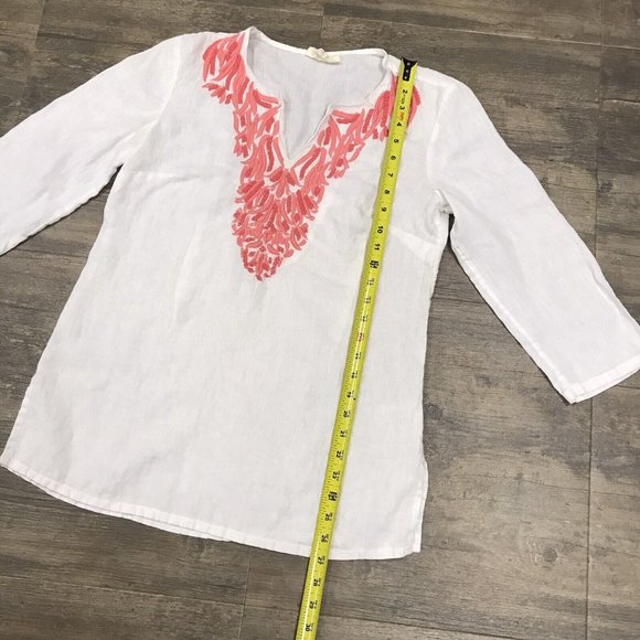 Charter Club Luxury Linen Embroidered 3/4 Sleeve‎ Tunic Women's Size Small - Picture 7 of 8